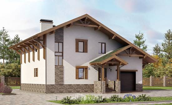 190-007-П Проект двухэтажного дома мансардный этаж и гаражом, просторный загородный дом из кирпича Саранск | Проекты домов от House Expert