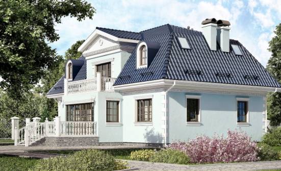 210-004-Л Проект двухэтажного дома с мансардным этажом, красивый загородный дом из газосиликатных блоков Саранск | Проекты домов от House Expert