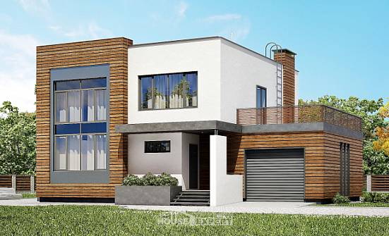 220-003-П Проект двухэтажного дома и гаражом, классический загородный дом из газобетона Ковылкино | Проекты домов от House Expert