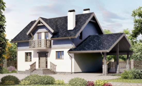 150-011-П Проект двухэтажного дома с мансардой и гаражом, бюджетный домик из блока Рузаевка | Проекты домов от House Expert