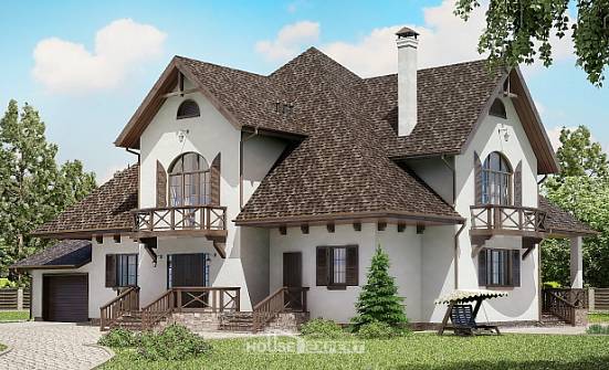 350-001-Л Проект двухэтажного дома с мансардным этажом, гараж, классический коттедж из керамзитобетонных блоков Саранск | Проекты домов от House Expert