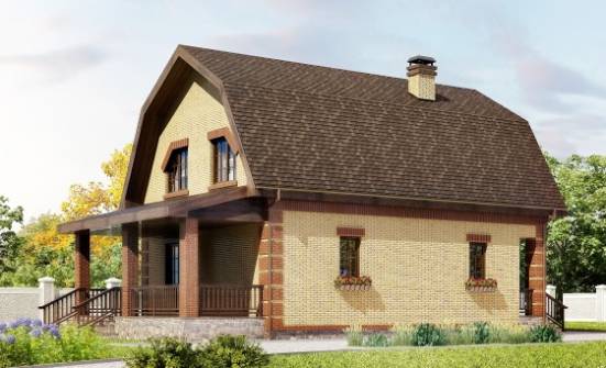 130-005-Л Проект двухэтажного дома с мансардным этажом, бюджетный коттедж из газосиликатных блоков Саранск | Проекты домов от House Expert