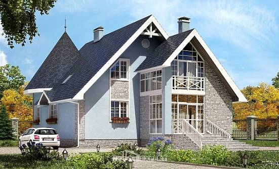 170-003-П Проект двухэтажного дома мансардой, красивый коттедж из керамзитобетонных блоков Ковылкино | Проекты домов от House Expert