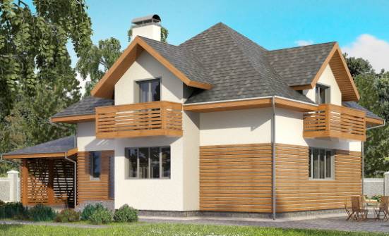 155-004-П Проект двухэтажного дома с мансардой и гаражом, экономичный дом из арболита Ковылкино | Проекты домов от House Expert