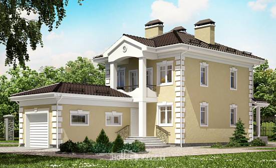 150-006-Л Проект двухэтажного дома и гаражом, классический коттедж из блока Саранск | Проекты домов от House Expert