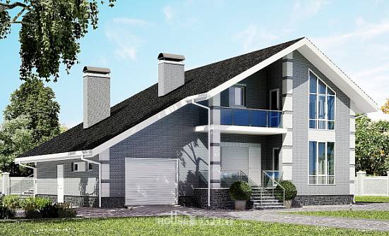 190-006-Л Проект двухэтажного дома мансардой, гараж, простой дом из бризолита Саранск | Проекты домов от House Expert