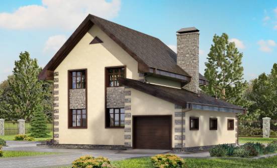 160-004-П Проект двухэтажного дома и гаражом, доступный коттедж из блока Саранск | Проекты домов от House Expert