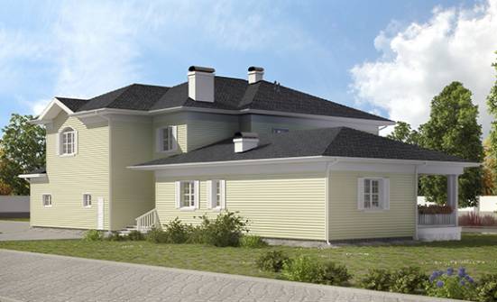 410-002-Л Проект двухэтажного дома и гаражом, большой загородный дом из газобетона Саранск | Проекты домов от House Expert