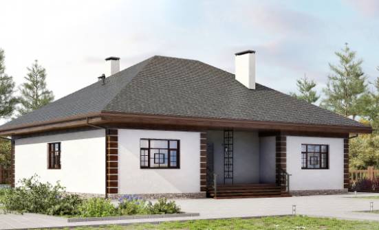 135-003-П Проект одноэтажного дома, бюджетный коттедж из твинблока Саранск | Проекты одноэтажных домов от House Expert