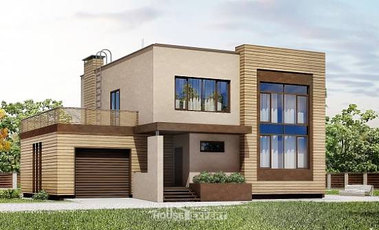 220-003-Л Проект двухэтажного дома, гараж, уютный домик из поризованных блоков Рузаевка | Проекты домов от House Expert