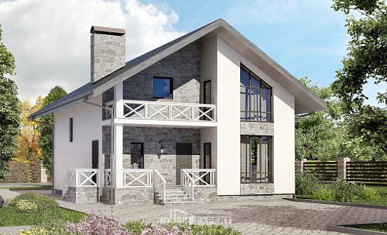 155-001-Л Проект двухэтажного дома с мансардой, гараж, компактный домик из теплоблока Ковылкино | Проекты домов от House Expert