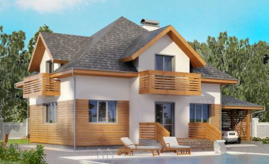 155-004-П Проект двухэтажного дома с мансардой и гаражом, экономичный дом из арболита Ковылкино | Проекты домов от House Expert