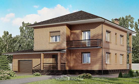 245-003-Л Проект двухэтажного дома и гаражом, классический коттедж из кирпича Рузаевка | Проекты домов от House Expert