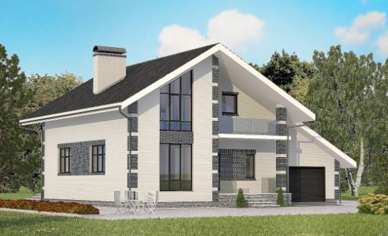 180-001-П Проект двухэтажного дома мансардой, гараж, простой домик из твинблока Ковылкино | Проекты домов от House Expert