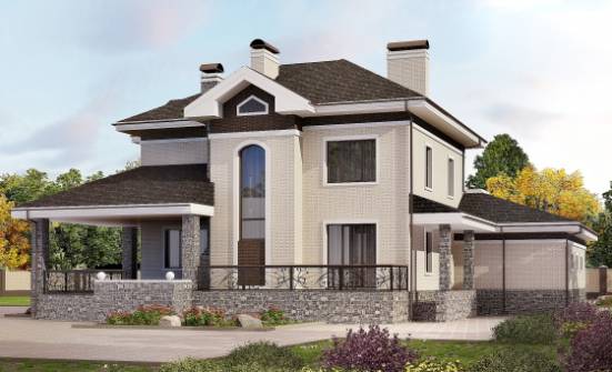 365-001-Л Проект трехэтажного дома и гаражом, просторный домик из кирпича Рузаевка | Проекты домов от House Expert