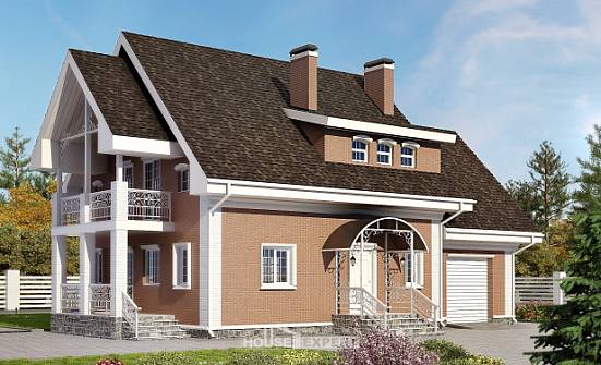 185-003-П Проект двухэтажного дома мансардой, гараж, классический дом из газобетона Рузаевка | Проекты домов от House Expert