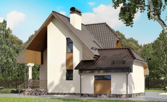 150-001-Л Проект двухэтажного дома с мансардой, гараж, простой загородный дом из теплоблока Рузаевка | Проекты домов от House Expert
