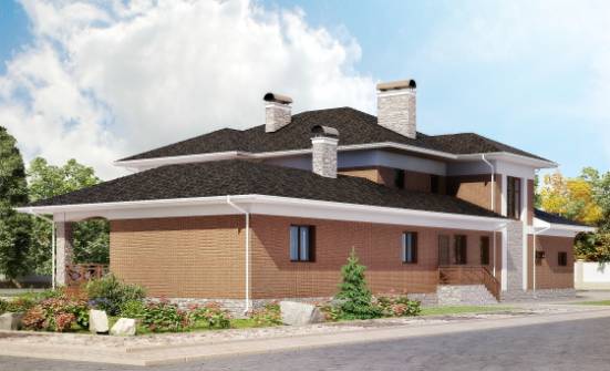 520-002-Л Проект трехэтажного дома и гаражом, красивый домик из теплоблока Ковылкино | Проекты домов от House Expert