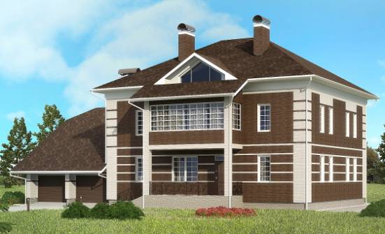 505-002-Л Проект трехэтажного дома, гараж, современный коттедж из кирпича Ковылкино | Проекты домов от House Expert