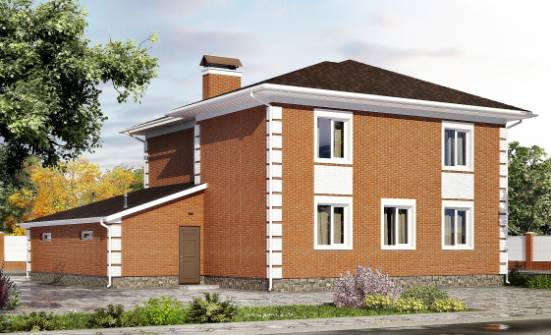 220-004-Л Проект двухэтажного дома и гаражом, классический домик из кирпича Саранск | Проекты домов от House Expert