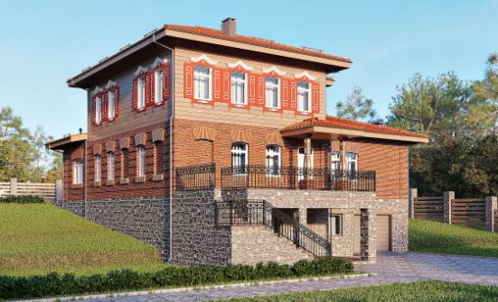 380-002-Л Проект трехэтажного дома, гараж, огромный дом из кирпича Рузаевка | Проекты домов от House Expert