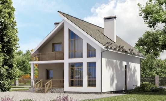 170-006-Л Проект двухэтажного дома с мансардой, компактный загородный дом из блока Саранск | Проекты домов от House Expert