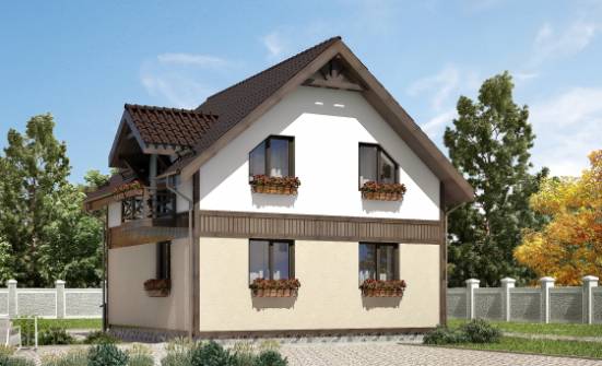 105-001-П Проект двухэтажного дома мансардный этаж, уютный коттедж из арболита Рузаевка | Проекты домов от House Expert