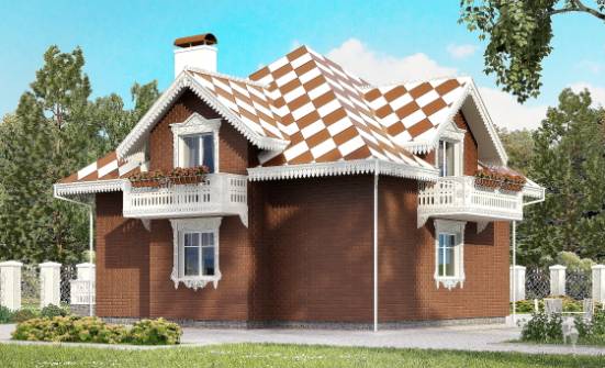 155-003-Л Проект двухэтажного дома с мансардой и гаражом, бюджетный загородный дом из керамзитобетонных блоков Саранск | Проекты домов от House Expert