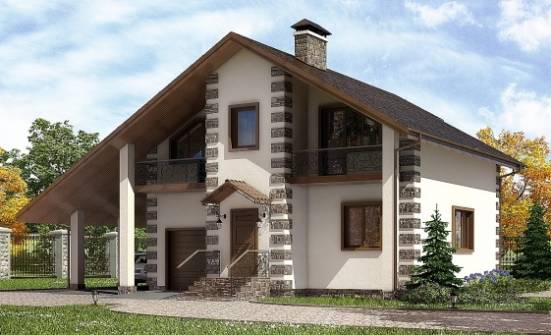 150-003-Л Проект двухэтажного дома мансардный этаж, гараж, экономичный коттедж из бревен Саранск | Проекты домов от House Expert