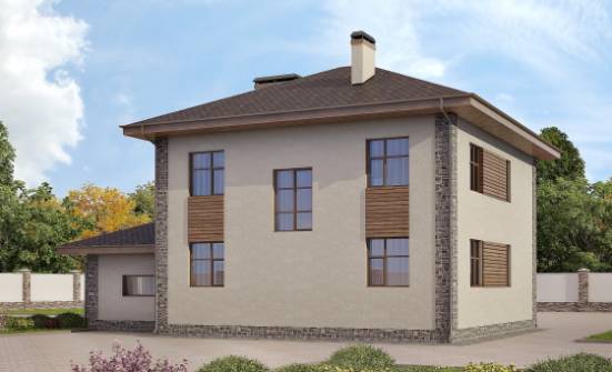 185-004-П Проект двухэтажного дома и гаражом, классический коттедж из блока Рузаевка | Проекты домов от House Expert