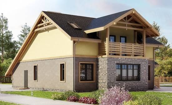 180-011-П Проект двухэтажного дома мансардой, гараж, классический дом из поризованных блоков Саранск | Проекты домов от House Expert