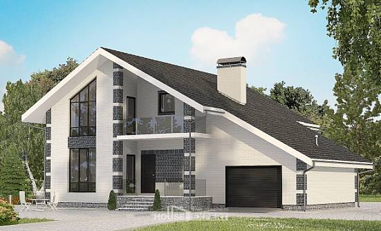 180-001-П Проект двухэтажного дома мансардой, гараж, простой домик из твинблока Ковылкино | Проекты домов от House Expert