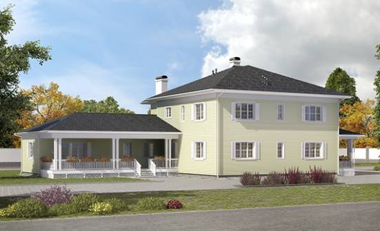 410-002-Л Проект двухэтажного дома и гаражом, большой загородный дом из газобетона Саранск | Проекты домов от House Expert