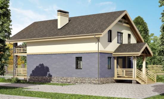 160-010-П Проект двухэтажного дома мансардой, простой домик из поризованных блоков Ковылкино | Проекты домов от House Expert