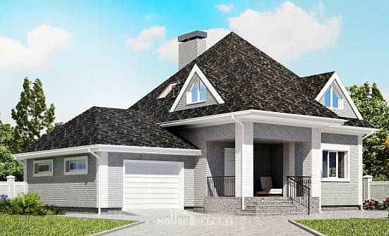 135-001-Л Проект двухэтажного дома мансардный этаж и гаражом, доступный дом из кирпича Саранск | Проекты домов от House Expert