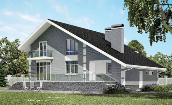 190-006-Л Проект двухэтажного дома мансардой, гараж, простой дом из бризолита Саранск | Проекты домов от House Expert
