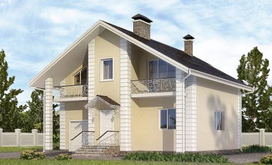 150-002-Л Проект двухэтажного дома с мансардой и гаражом, небольшой загородный дом из газосиликатных блоков Саранск | Проекты домов от House Expert