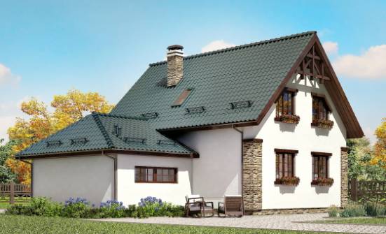 160-005-П Проект двухэтажного дома мансардой, гараж, классический домик из арболита Рузаевка | Проекты домов от House Expert