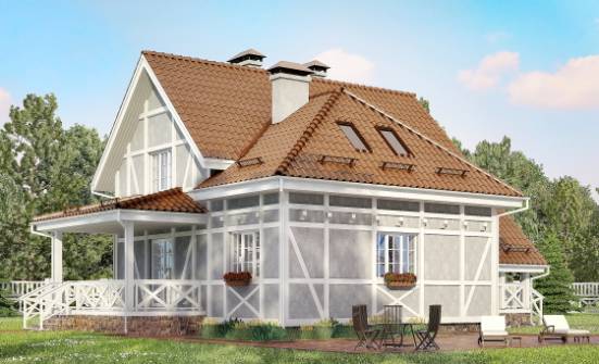 160-003-Л Проект двухэтажного дома с мансардой, уютный дом из пеноблока Саранск | Проекты домов от House Expert
