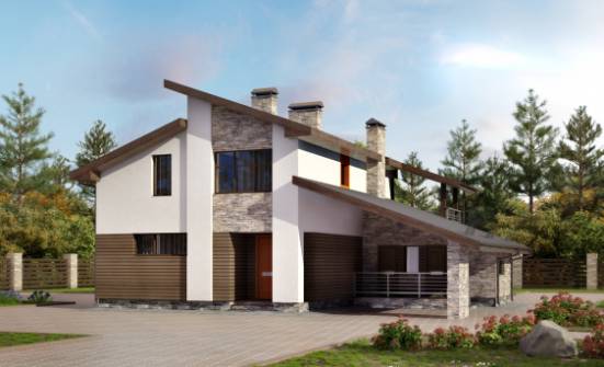 200-010-П Проект двухэтажного дома с мансардным этажом, гараж, уютный дом из арболита Ковылкино | Проекты домов от House Expert