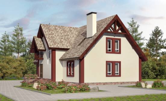 300-008-Л Проект двухэтажного дома с мансардой и гаражом, классический загородный дом из пеноблока Саранск | Проекты домов от House Expert