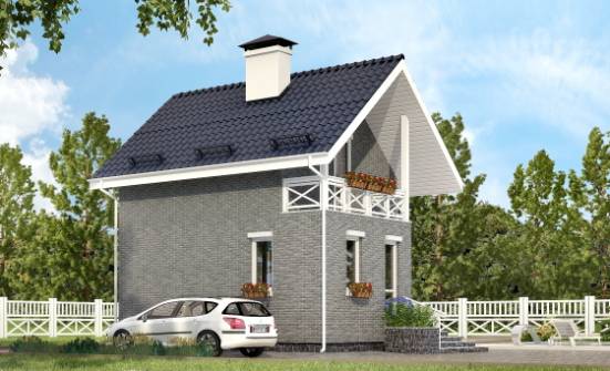 045-001-П Проект двухэтажного дома с мансардой, маленький коттедж из газосиликатных блоков Рузаевка | Проекты домов от House Expert