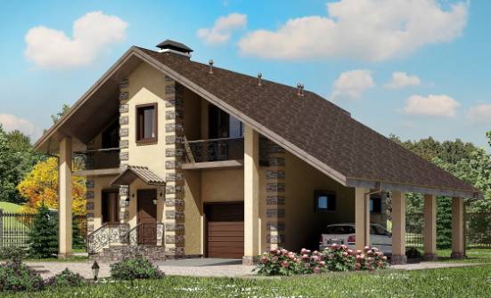 150-003-П Проект двухэтажного дома мансардой, гараж, доступный домик из блока Саранск | Проекты домов от House Expert