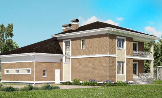 335-002-П Проект двухэтажного дома, гараж, классический коттедж из кирпича Саранск | Проекты домов от House Expert