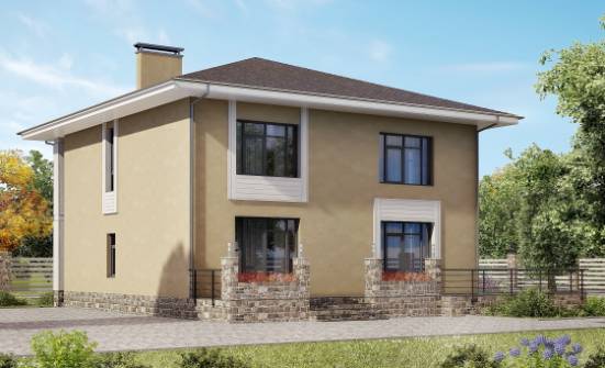 180-015-Л Проект двухэтажного дома, красивый коттедж из бризолита Ковылкино | Проекты домов от House Expert