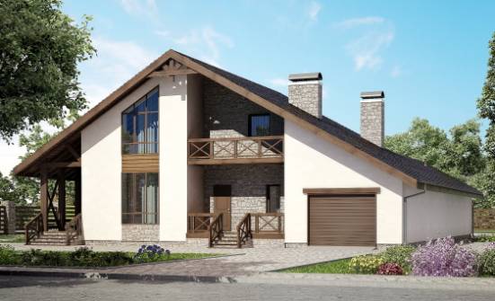 265-001-П Проект двухэтажного дома с мансардой и гаражом, классический загородный дом из бризолита Саранск | Проекты домов от House Expert
