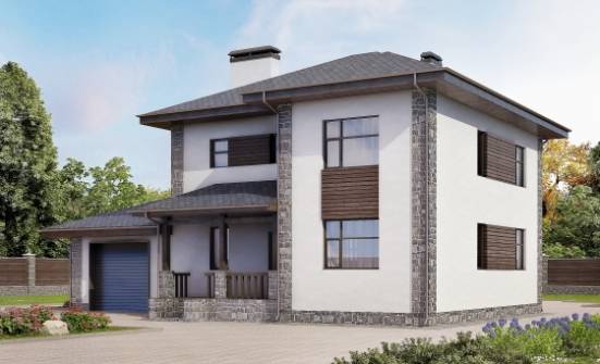 185-004-Л Проект двухэтажного дома и гаражом, уютный дом из пеноблока Ковылкино | Проекты домов от House Expert