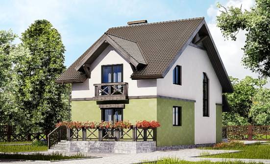 120-003-П Проект двухэтажного дома с мансардой, доступный загородный дом из теплоблока Саранск | Проекты домов от House Expert