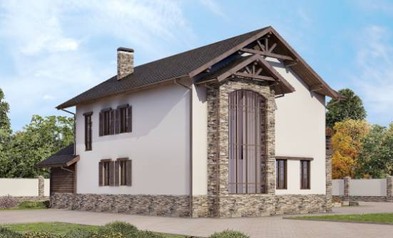 200-005-П Проект двухэтажного дома и гаражом, классический дом из блока Ковылкино | Проекты домов от House Expert
