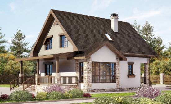 140-002-Л Проект двухэтажного дома с мансардой, бюджетный загородный дом из блока Саранск | Проекты домов от House Expert